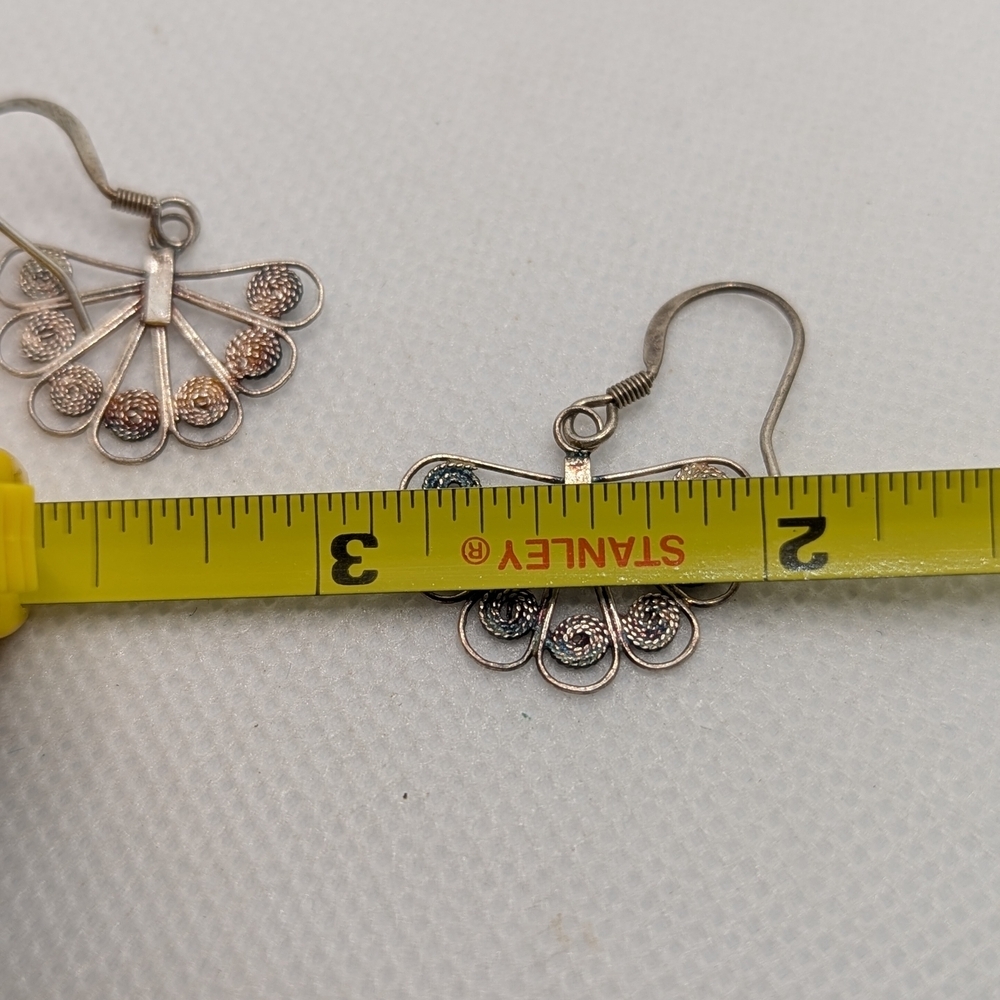 Silver Fan-Shaped Earrings - Picture 3 of 3